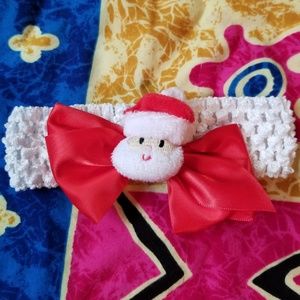 Christmas Santa Red & White Bow Headband